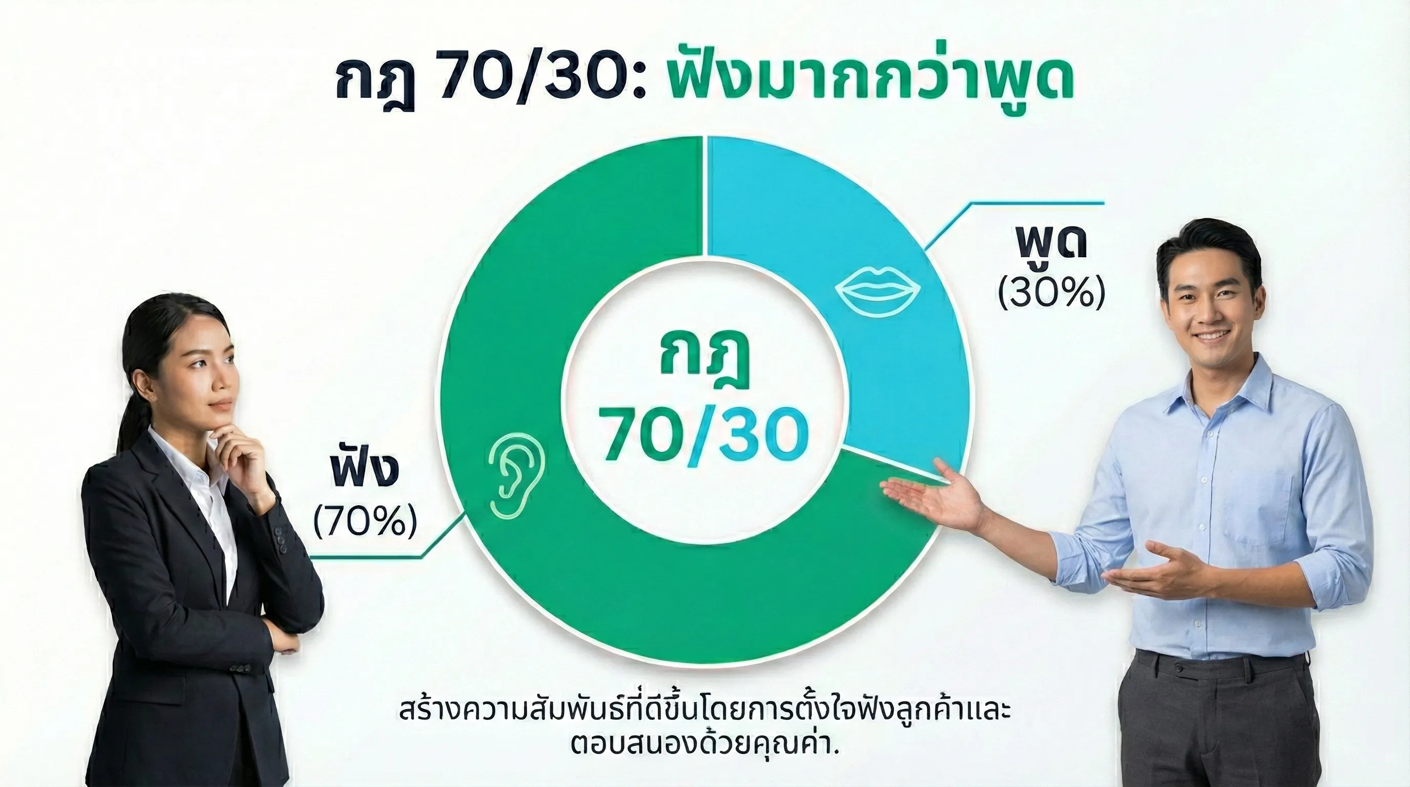 กฎ 70/30 ให้ลูกค้าพูด 70% นักขายพูด 30%